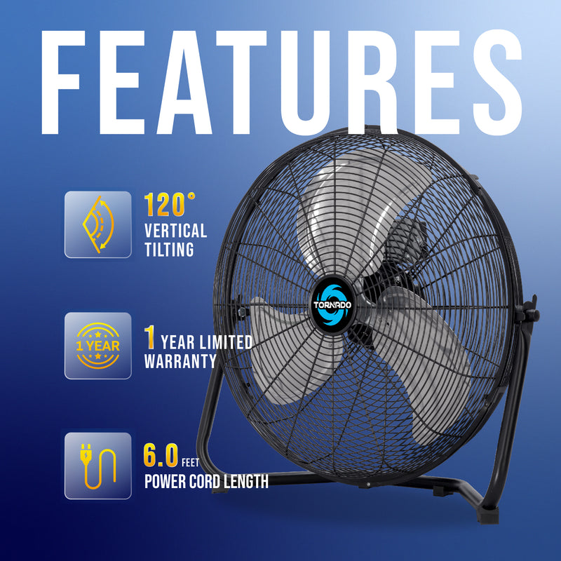 Tornado 18'' High Velocity Metal Floor Fan - 4150 CFM - UL